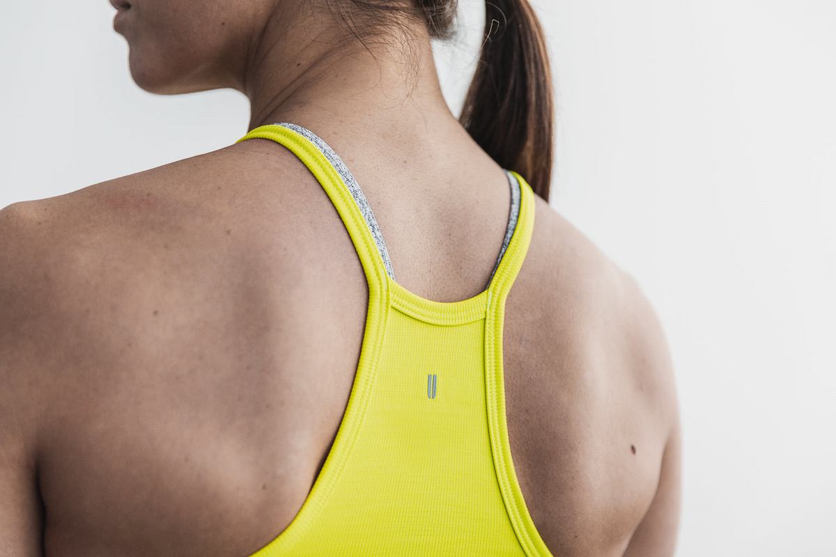 Nobull Halter Crop Neon Ribbed Women's Tank Tops Yellow | Australia (OC0245)